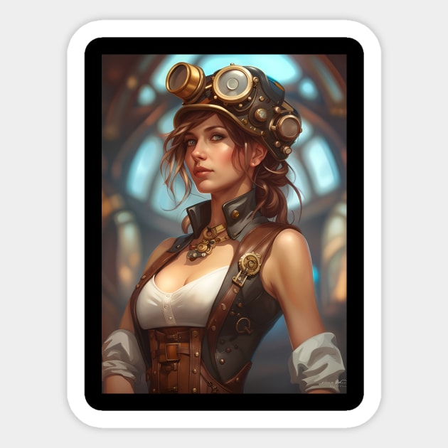 Steampunk Mechanic Girl Sticker by PrancingPeekees